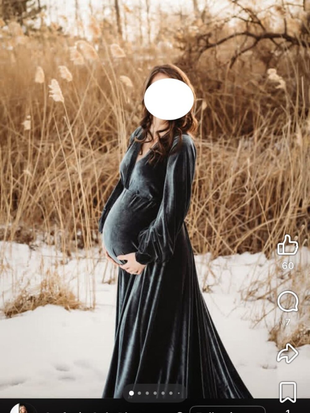 Silk Fairies Velvet Winter Maternity Gown Medium Blue Grey